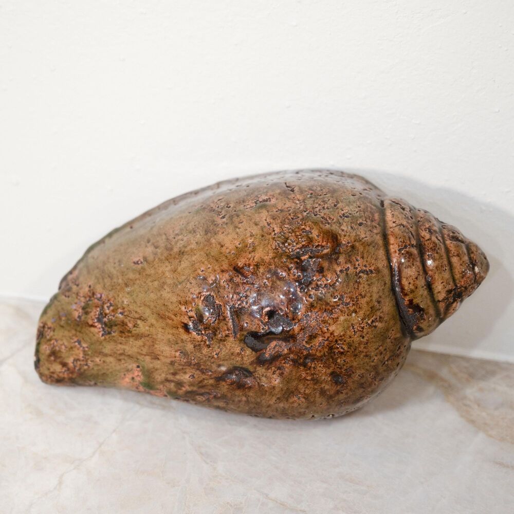 Handcrafted Ceramic Conch Shell | Earthy Glaze Art Pottery Sculpture
